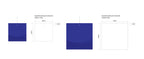 A size diagram showing two square dangle earrings in blue, labeled as 200x200mm (small) and 290x290mm (large), with dimension annotations on a white background.
